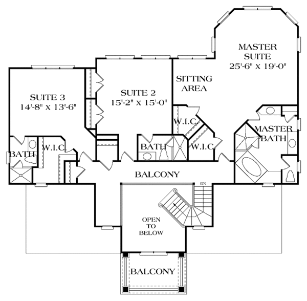 House Blueprint - Mediterranean Floor Plan - Upper Floor Plan #453-266