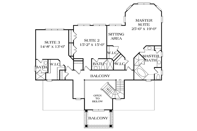 Dream House Plan - Floor Plan - Upper Floor for Mediterranean House Plan #453-266 - 4 bed, 4.5 bath