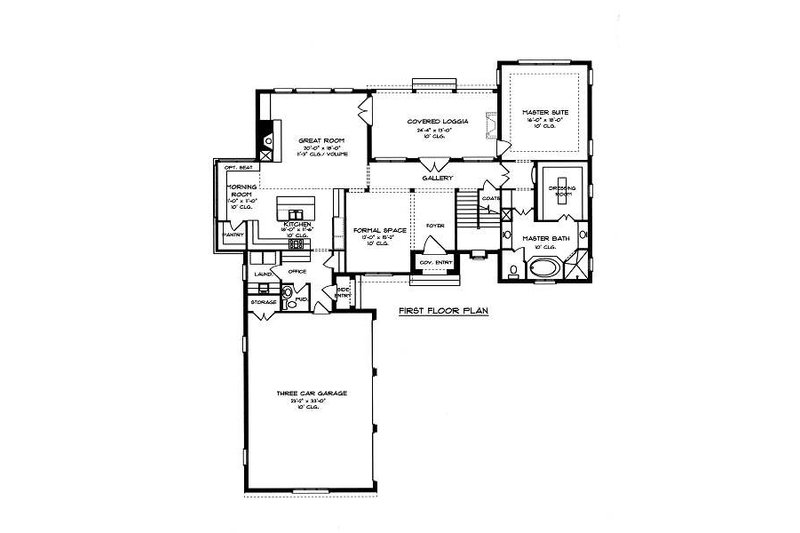 House Plan Design - Floor Plan - Main Floor for European House Plan #413-143 - 4 bed, 4.5 bath
