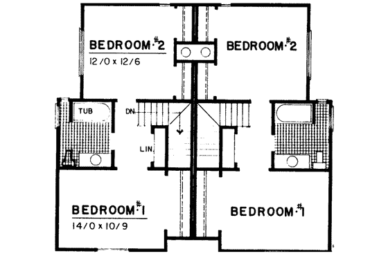 Floor Plan - Upper Floor for Traditional House Plan #303-214 - 2 bed, 1.5 bath