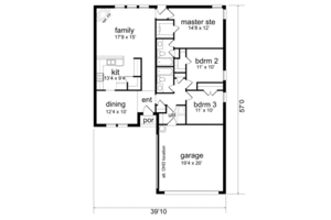 Floor Plan - Main Floor for Traditional House Plan #84-471 - 3 bed, 2 bath