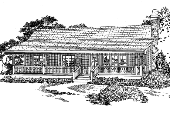 Exterior - Front Elevation 3 for Ranch House Plan #47-914 - 3 bed, 2 bath