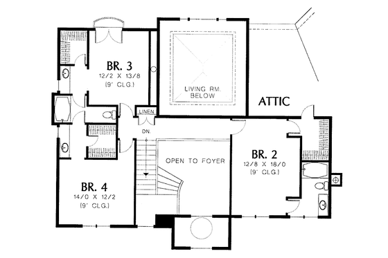 Floor Plan - Upper Floor for Mediterranean House Plan #48-769 - 5 bed, 3.5 bath