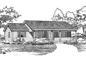 Dream House Plan - Exterior - Front Elevation for Ranch House Plan #72-1027 - 3 bed, 2 bath