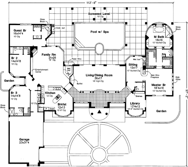 House Plan Design - Mediterranean Floor Plan - Main Floor Plan #320-640