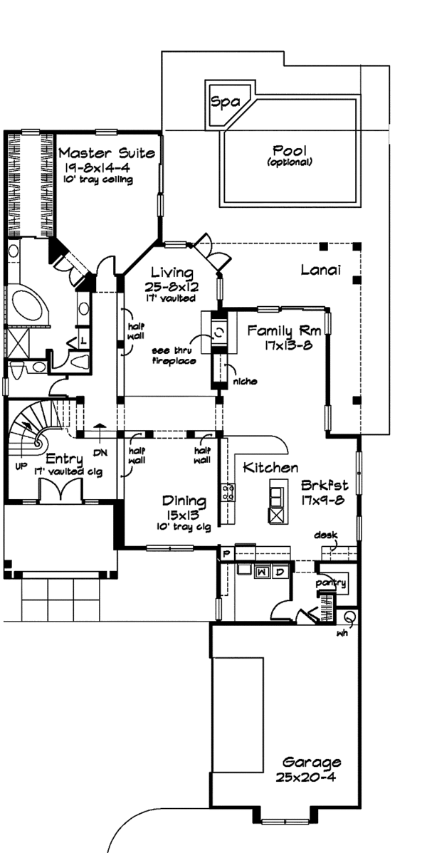 Architectural House Design - Mediterranean Floor Plan - Main Floor Plan #320-956