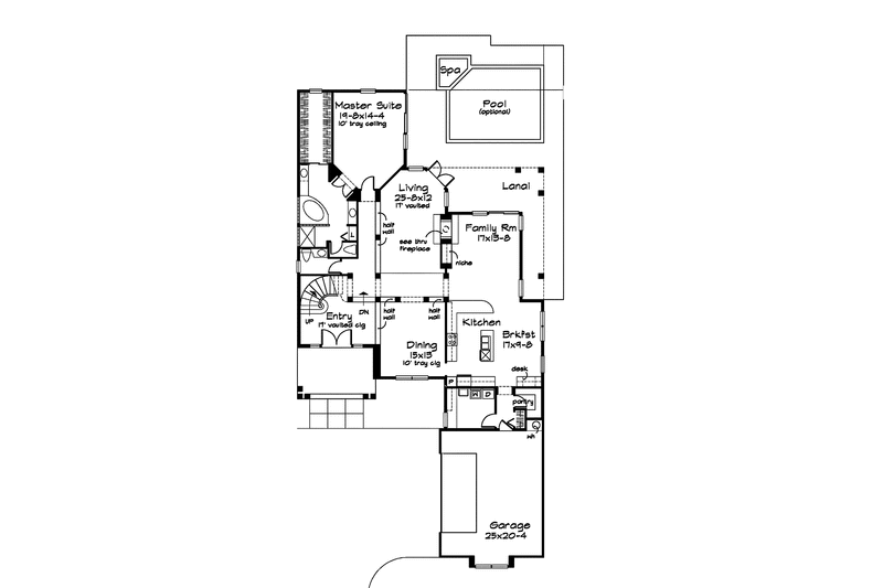Home Plan - Floor Plan - Main Floor for Mediterranean House Plan #320-956 - 3 bed, 3.5 bath