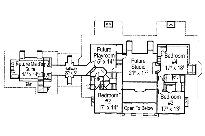 Home Plan - Floor Plan - Upper Floor for Classical House Plan #429-145 - 4 bed, 3 bath
