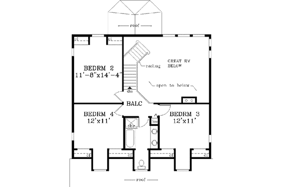 Floor Plan - Upper Floor for Farmhouse House Plan #3-178 - 4 bed, 2.5 bath