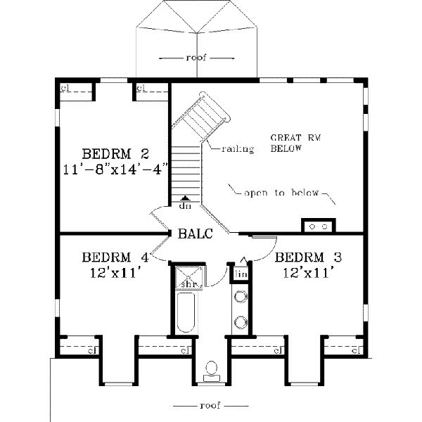 House Plan Design - Southern Floor Plan - Upper Floor Plan #3-178