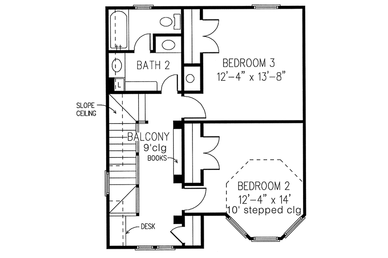 House Blueprint - Floor Plan - Upper Floor for Country House Plan #410-3594 - 3 bed, 2.5 bath