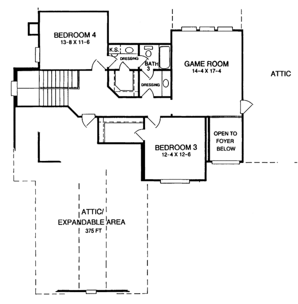 Home Plan - Colonial Floor Plan - Upper Floor Plan #952-211