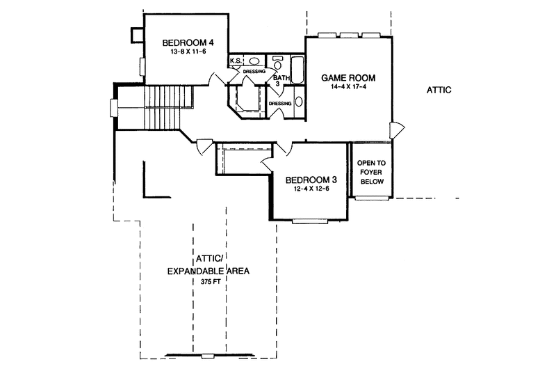 Architectural House Design - Floor Plan - Upper Floor for Colonial House Plan #952-211 - 4 bed, 3 bath