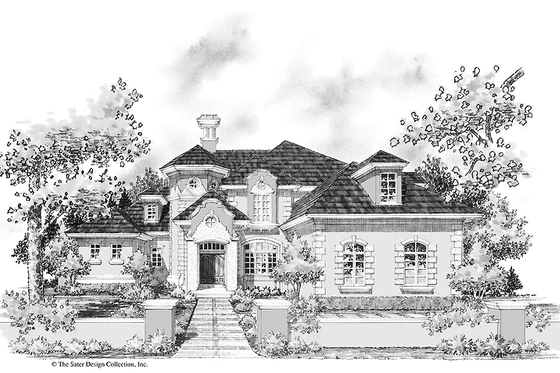 Exterior - Front Elevation 3 for Mediterranean House Plan #930-274 - 4 bed, 4.5 bath