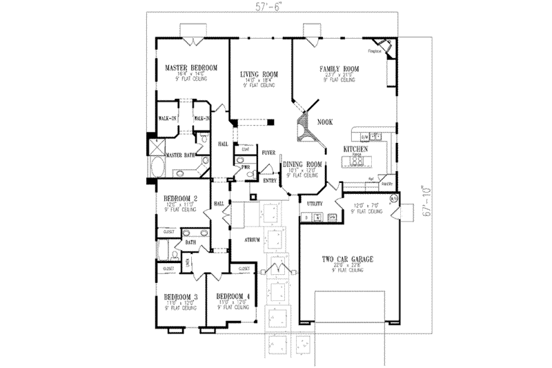 Dream House Plan - Floor Plan - Main Floor for Mediterranean House Plan #1-644 - 4 bed, 2.5 bath