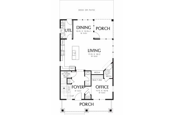 Floor Plan - Main Floor for Craftsman House Plan #48-489 - 3 bed, 2.5 bath