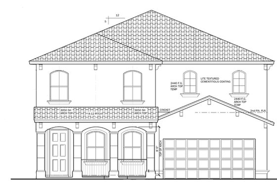 Exterior - Front Elevation 4 for Mediterranean House Plan #1058-66 - 5 bed, 3 bath