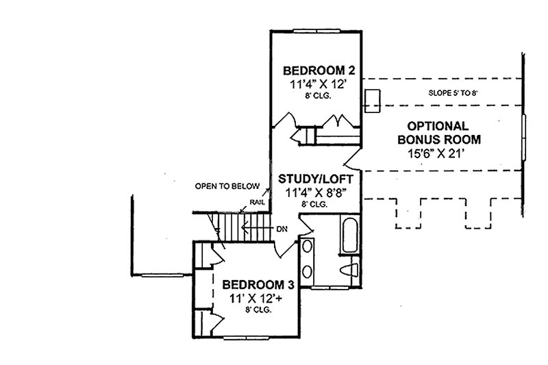 House Blueprint - Floor Plan - Upper Floor for Country House Plan #20-367 - 3 bed, 2.5 bath