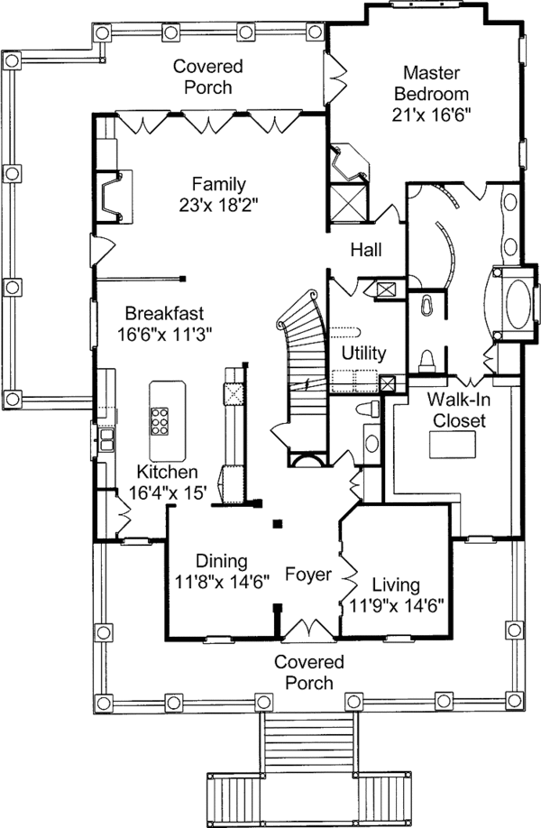Architectural House Design - Southern Floor Plan - Main Floor Plan #37-265