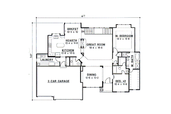 Floor Plan - Main Floor for European House Plan #67-264 - 4 bed, 4 bath