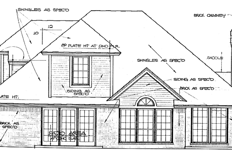 Home Plan - Exterior - Rear Elevation for Traditional House Plan #310-1039 - 3 bed, 2 bath