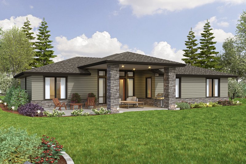 Dream House Plan - Exterior - Rear Elevation for Prairie House Plan #48-1044 - 3 bed, 2.5 bath