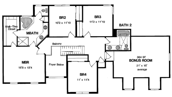Home Plan - Colonial Floor Plan - Upper Floor Plan #316-166