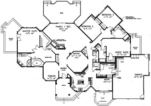 Architectural House Design - Mediterranean Floor Plan - Main Floor Plan #60-812