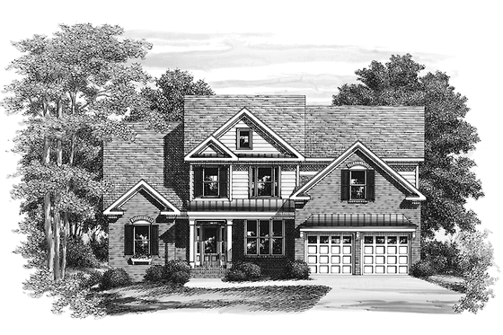 Exterior - Front Elevation 3 for Colonial House Plan #927-724 - 4 bed, 3 bath