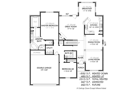 Floor Plan - Main Floor for Traditional House Plan #424-96 - 4 bed, 3 bath