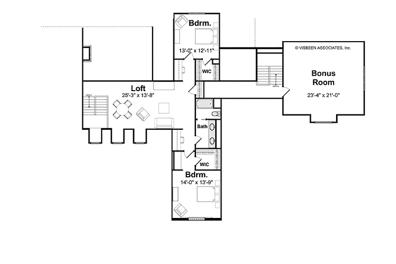 Home Plan - Floor Plan - Upper Floor for Cottage House Plan #928-52 - 3 bed, 2.5 bath