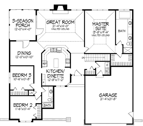 Dream House Plan - Ranch Floor Plan - Main Floor Plan #51-808