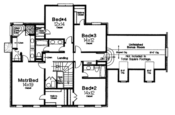 Home Plan - Colonial Floor Plan - Upper Floor Plan #310-1022
