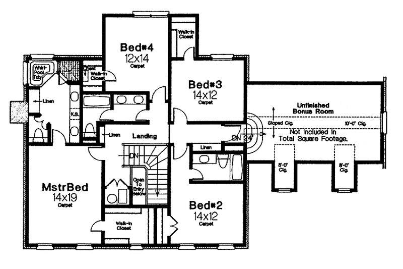 Dream House Plan - Floor Plan - Upper Floor for Colonial House Plan #310-1022 - 4 bed, 3.5 bath