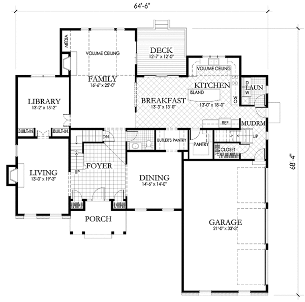 Architectural House Design - Colonial Floor Plan - Main Floor Plan #1029-18