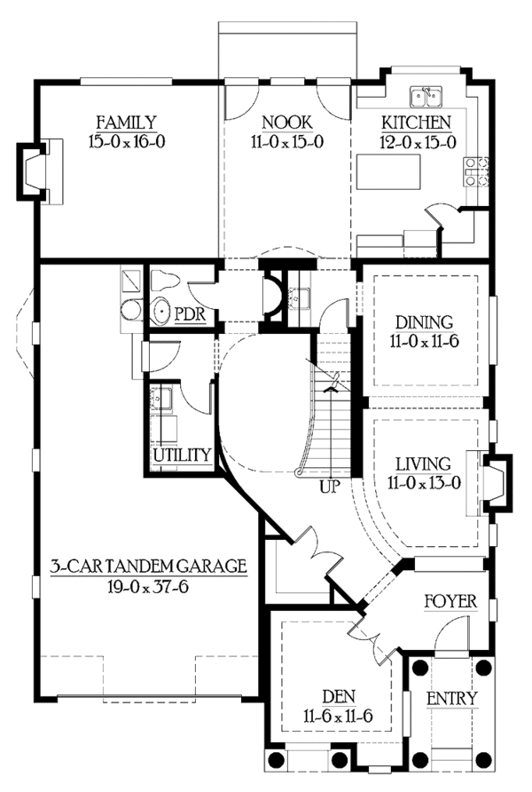 Home Plan - Craftsman Floor Plan - Main Floor Plan #132-253