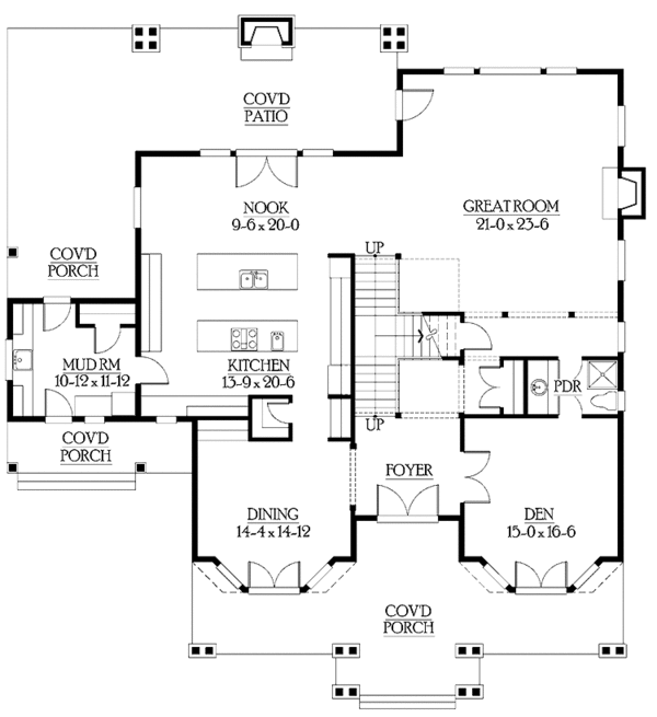 Craftsman Floor Plan - Main Floor Plan #132-475