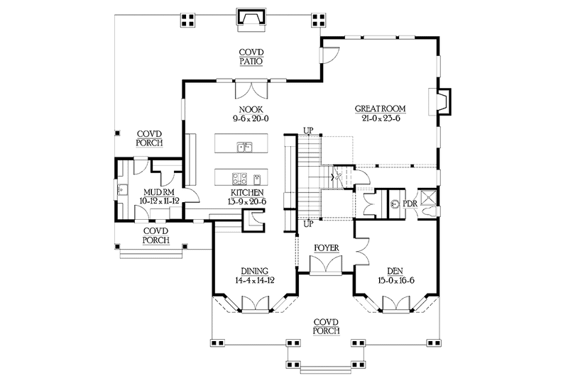 Home Plan - Floor Plan - Main Floor for Craftsman House Plan #132-475 - 4 bed, 4 bath