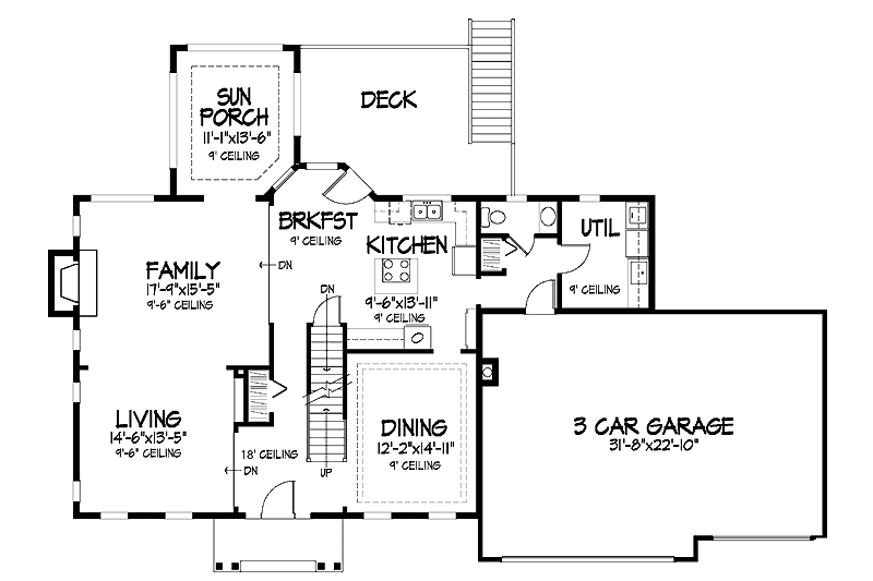 Home Plan - Floor Plan - Main Floor for Classical House Plan #320-878 - 4 bed, 2.5 bath
