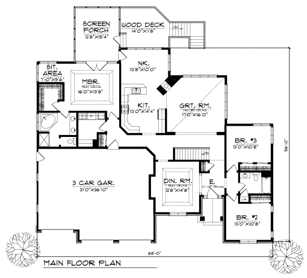 Home Plan - Traditional Floor Plan - Main Floor Plan #70-386