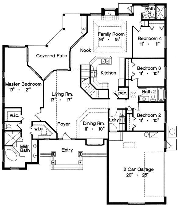 Architectural House Design - Mediterranean Floor Plan - Main Floor Plan #417-644