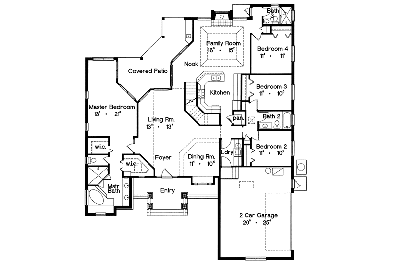 Home Plan - Floor Plan - Main Floor for Mediterranean House Plan #417-644 - 4 bed, 3 bath