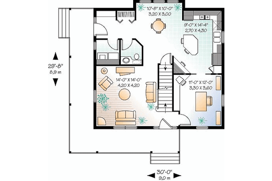 Floor Plan - Main Floor for Country House Plan #23-487 - 3 bed, 1.5 bath