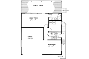 Floor Plan - Main Floor for Colonial House Plan #60-901 - 2 bed, 2 bath