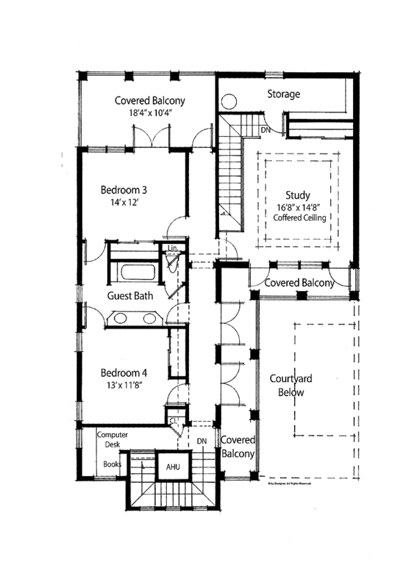 House Blueprint - Traditional Floor Plan - Upper Floor Plan #938-16