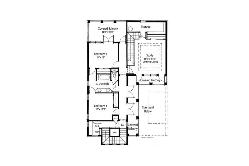 Architectural House Design - Floor Plan - Upper Floor for Traditional House Plan #938-16 - 4 bed, 3.5 bath