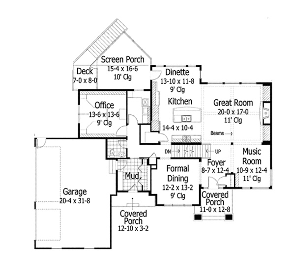 Architectural House Design - Traditional Floor Plan - Main Floor Plan #51-1064
