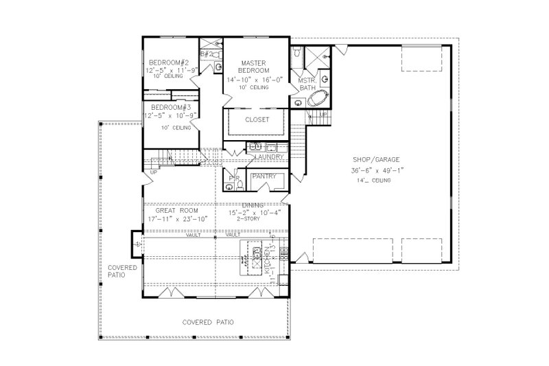 Architectural House Design - Floor Plan - Main Floor for Farmhouse House Plan #54-559 - 3 bed, 2.5 bath