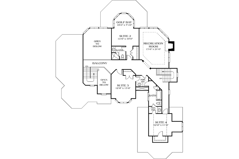 Dream House Plan - Floor Plan - Upper Floor for Mediterranean House Plan #453-126 - 4 bed, 3.5 bath