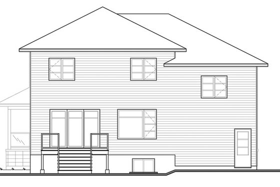 Exterior - Rear Elevation for Contemporary House Plan #23-2588 - 4 bed, 2.5 bath